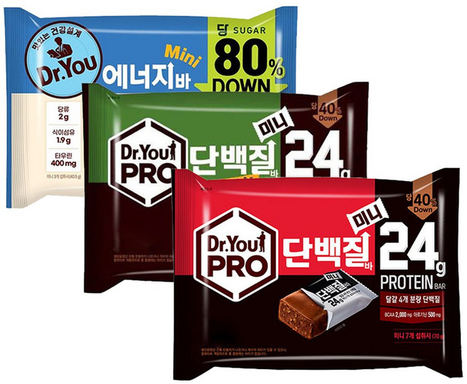 오리온 에너지바 저당 미니 324g+프로 단백질바 미니 280g+크런치 280g