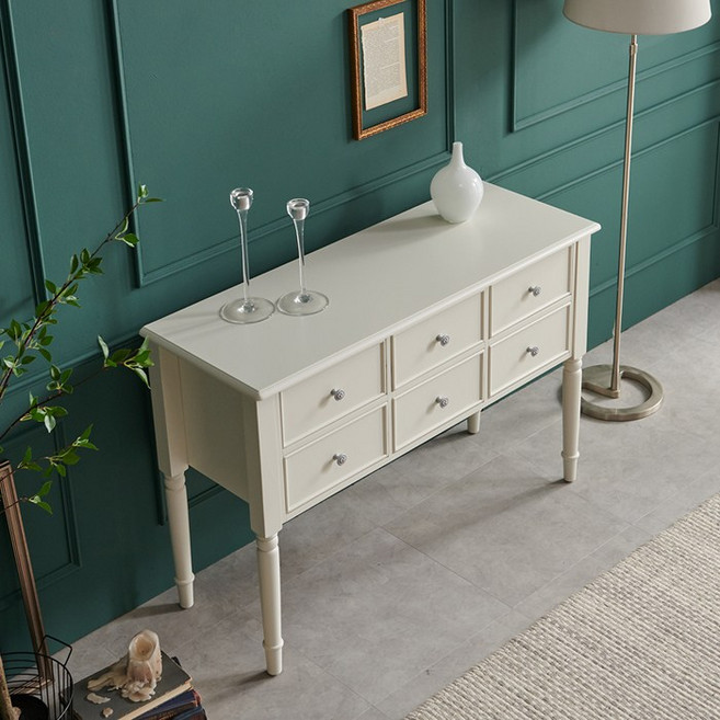 아데나 엔틱 원형다리 6단 콘솔 크림화이트