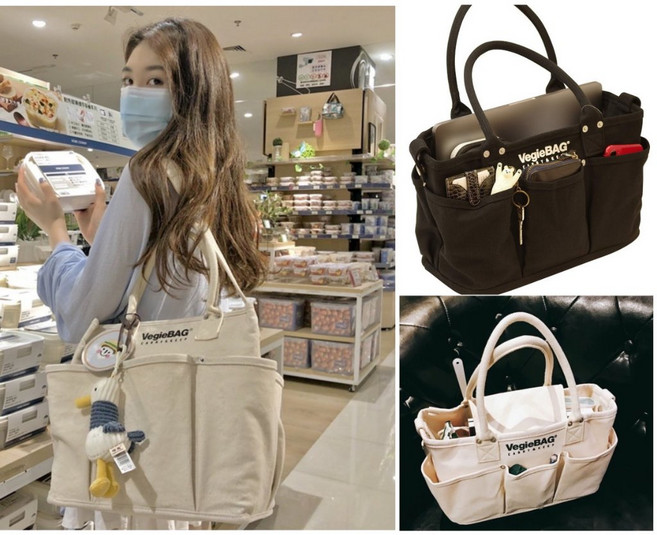 日系大容量多功能帆布托特包，媽媽外出必備手提肩背斜背包，簡約時尚購物包