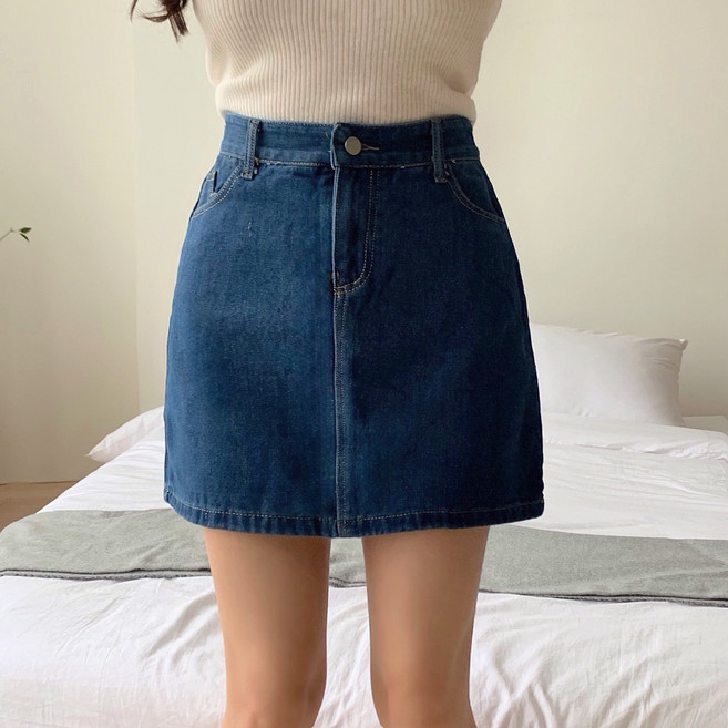 미엘미 여성용 A라인 데님 스커트
