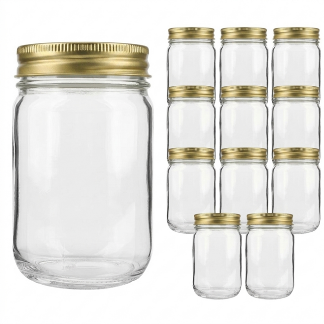 OS캐닝자380 유리병 골드 쨈병, 12개, 330ml