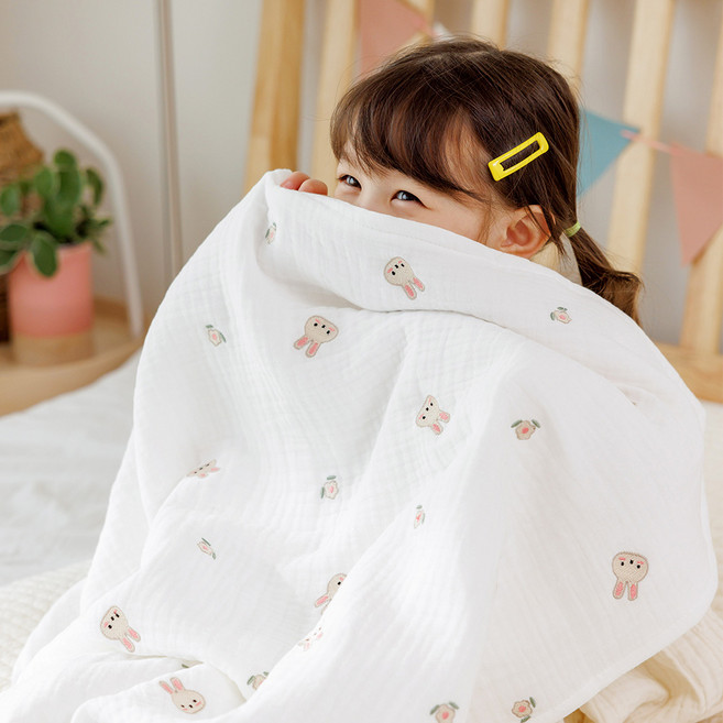 베베누보 자수 6중 거즈 아기블랭킷 신생아이불, 구미베어