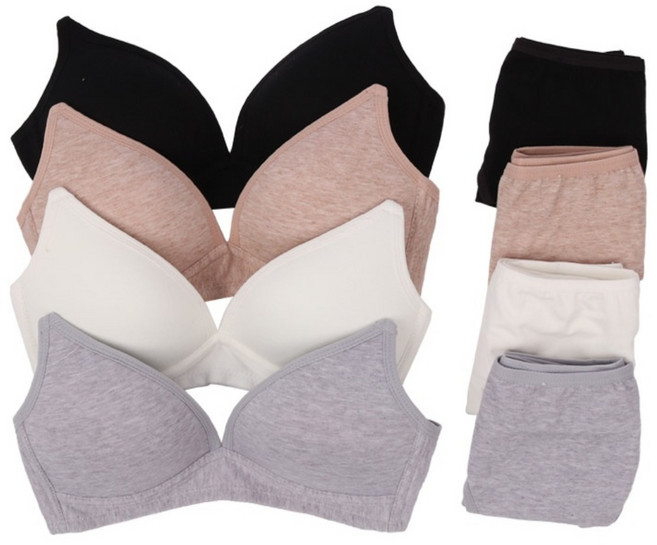 또온나 데일리 노와이어 브라팬티 8종세트 부드러운 코튼소재 편한 일상 속옷세트 RK에레나8종