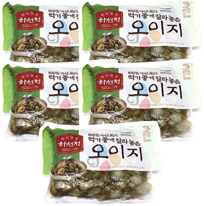 CJ제일제당 하선정 먹기좋게자른 오이지, 5개, 1kg