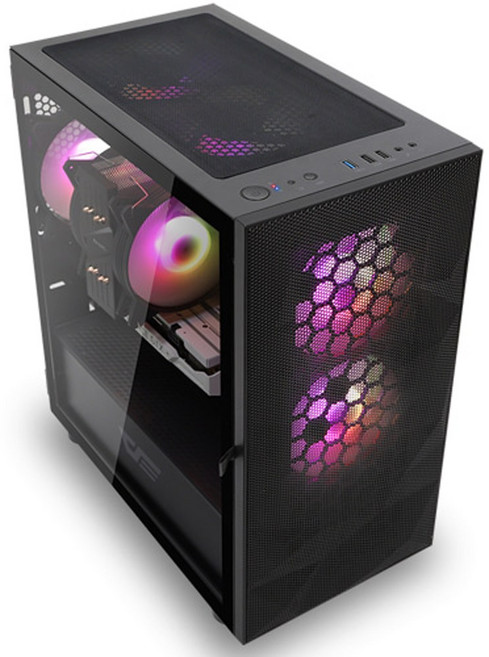 다크플래쉬 AZ PC케이스 RGB 미니타워 블랙 DLM21 MESH, 1개