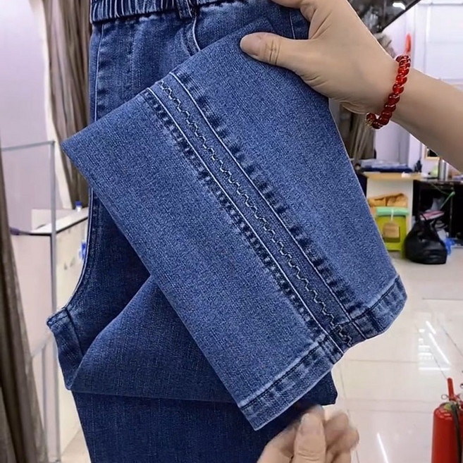 중장년 여성 청바지 빅사이즈 여자 스판 청바지 봄 가을 중년 엄마복 데님 팬츠 YSQ