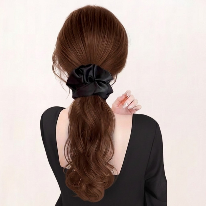 쁘띠엘라 포니테일 곱창밴드 집게핀 롱웨이브 가발