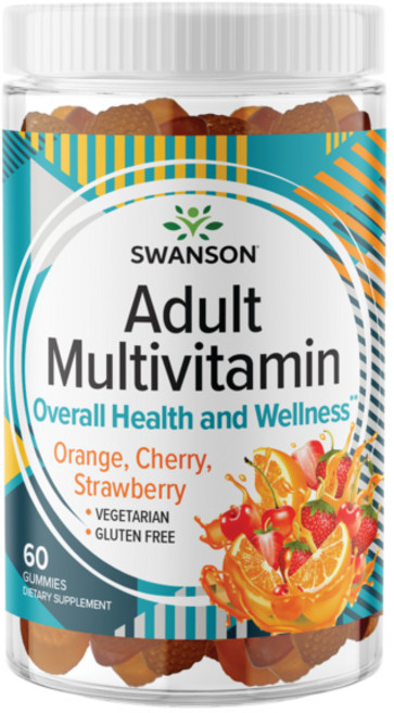 스완슨 성인 멀티비타민 오렌지 체리 딸기 맛 구미, 1개, 60정