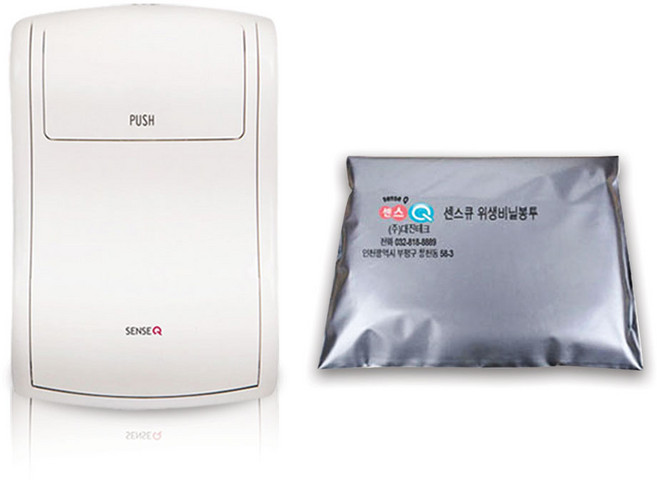 센스큐 에어 미니 벽걸이 휴지통 3L 화이트 + 전용봉투 300매, 화이트 + 리필300매