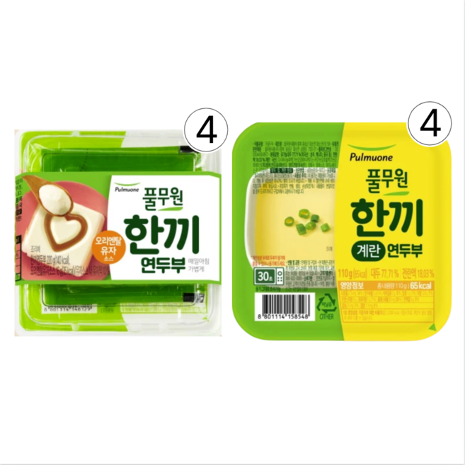 한끼계란연두부 4팩 + 오리엔탈유자 4팩, 1개