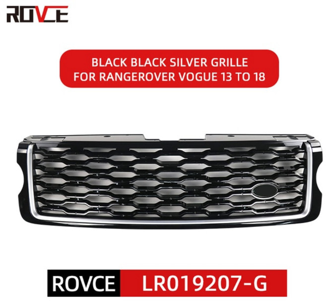 ABS 자동차 앞 범퍼 그릴 랜드로버 레인지로버 보그 L405 호환가능 업그레이드 2013 2022 메쉬 그릴 새로운 스타일 액세서리, 없음, 3)13-17 black silver