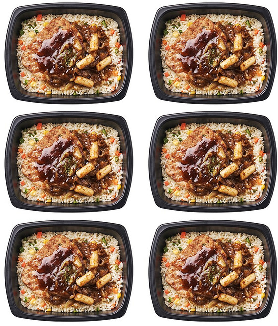 양많은 도시락 밥양 토핑양 1.5배 증량! 1주 점심 식단 곱빼기 저당 점보 덮밥 떡갈비정식 320g 6팩 1920g (냉동), 6개