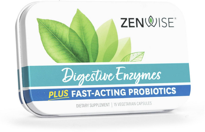 젠와이즈 다이제스티브 엔자임 플러스 패스트-액팅 프로바이오틱 베지테리언 캡슐, 1개, 15정