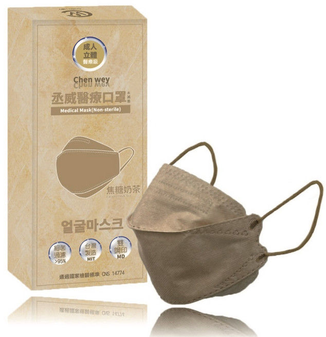 丞威 KF94 立體醫療口罩 (深抹茶綠), 1個, 焦糖奶茶