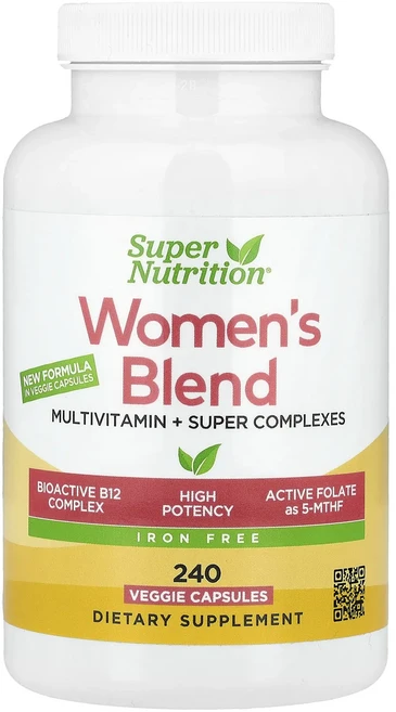 단백질 비타민 철분 마그내슘 칼슘 Super Nutrition 여성용 종합비타민 슈퍼 밸런싱 식물 성분 녹색 채소 향신료 비타민A 함유 철분 무함유 베지 캡슐 240정 고루고루섭취, SuperNutrition여성용종합비타민슈퍼밸런싱식물성, 1개 - 쿠팡
