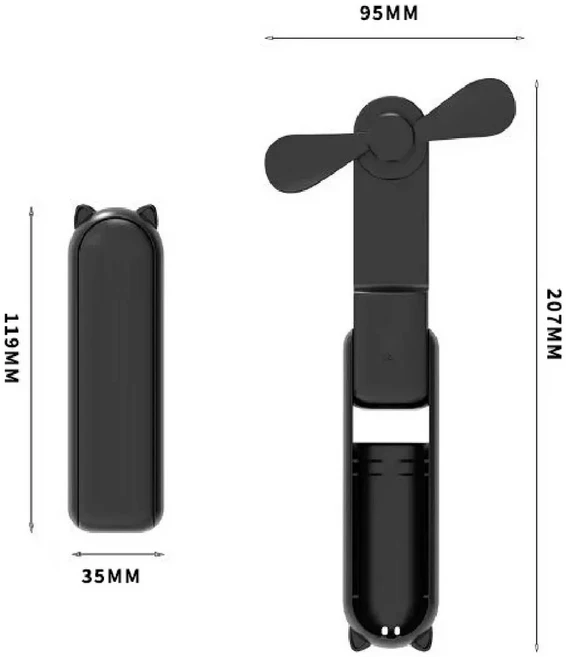독특한 디자인의 휴대용 미니 핸드헬드 팬 강력한 터보 바람을 가진 USB 충전식 개인용, 03 black
