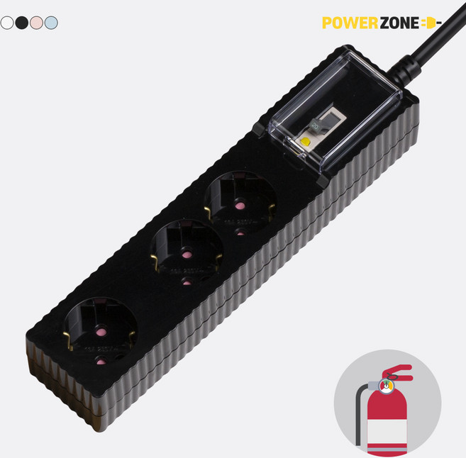 파워존 웨이브 자동소화 고용량 멀티탭3구 누전차단 50cm 1.5m 3m 5m 7m 에어컨 냉풍기, 1개, 자동소화+과부하차단+누전차단 3구 7m 블랙