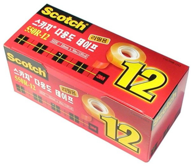 3M 스카치 550R 다용도 테이프 리필 12mm x 30m, 24개