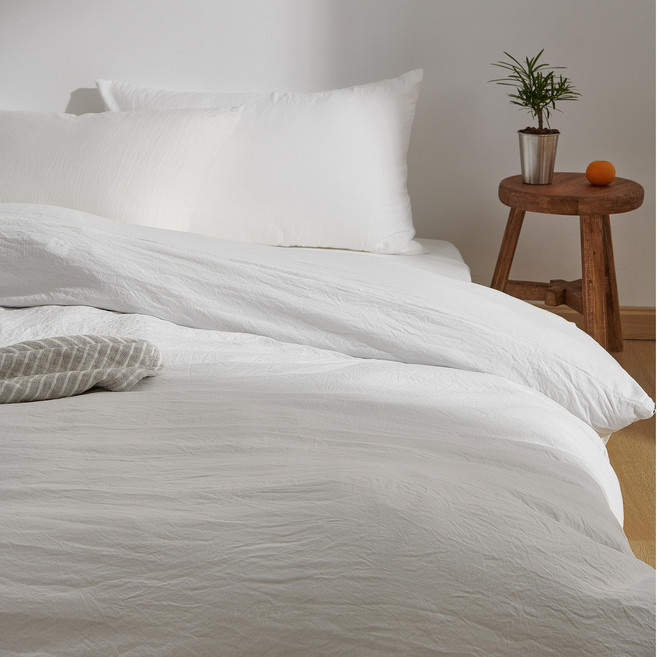 HOMERA 호메라 사계절 호텔식 싱글 초속건조 편안한 부드러운 이불커버, 클린 화이트