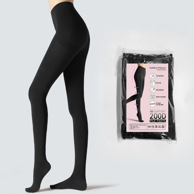 패션파트너 3D 입체 힙업 파일 기모 타이즈 뱃살 보정 200D 팬티 스타킹 2color