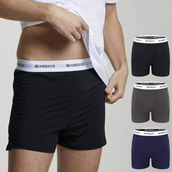 아넬루체 스판 모달 남자 트렁크 사각 팬티 3매세트