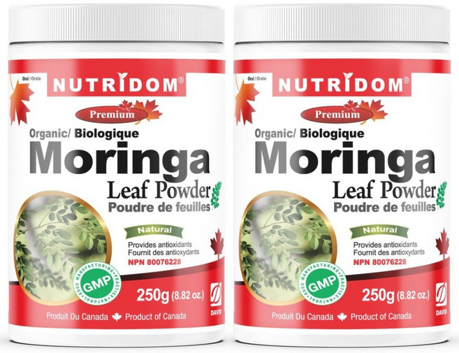 뉴트리돔 캐나다 유기농 모링가 잎 파우더 분말 가루 Organic Moringa Leaf Powder, 2개, 250g