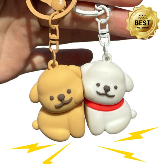 누누마켓 착붙 자석 강아지 커플 우정 키링 키홀더, 착붙강아지세트