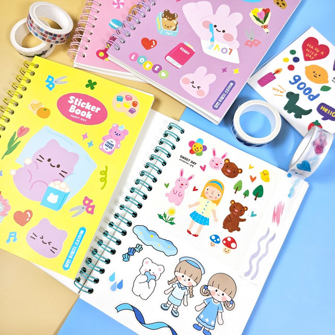 양면 이형지 스티커북 인스 보관 꾸미기 앨범 노트, 1개, 랜덤색상