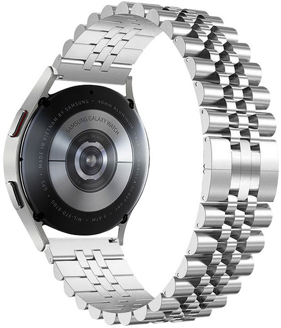 루아러블 갤럭시워치 호환 쥬빌레 메탈 스트랩 밴드, 실버, 1개