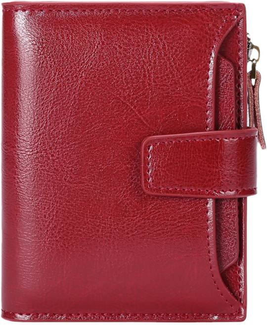 포포제니 여성 천연 소가죽 반지갑 RFID 차단 여행용