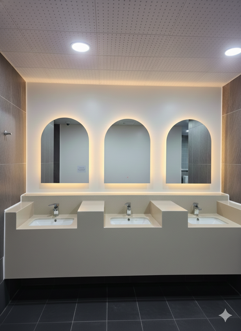 무타공 받침포함 화장대 욕실 아치형 반타원 라온빛 600X800 LED3색