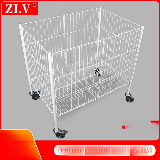 접이식 바스켓 철망 이동식 정리 철제 폴딩 분류함 정리함 다용도 바구니 롤테이너, 1개, 소형 화이트 3인치 TPR 75x50x73