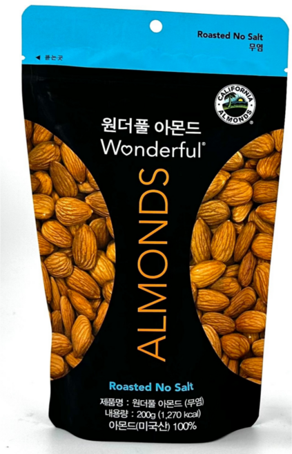 원더풀 아몬드 무염, 200g, 3개