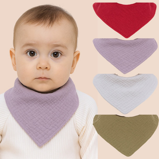 (4개/1set) 불로홈 요루 4중 거즈 롤링 아기 턱받이 4종 삼각 스카프빔