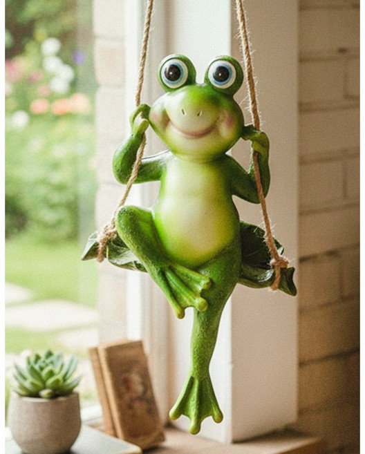 그네 타는 개구리 장식인형 인테리어소품, 그린