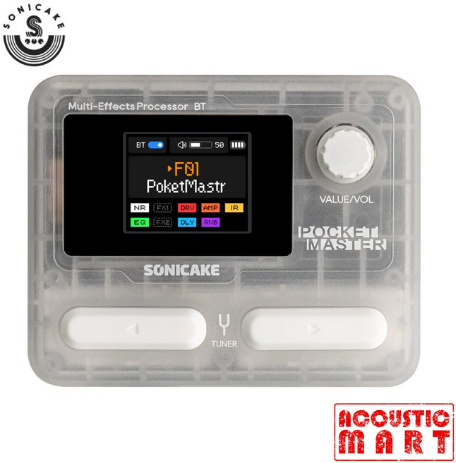 소니케이크 포켓마스터 Pocket Master QME-10 TWH 반투명 기타 일렉기타 베이스 초소형 미니 멀티이펙터, 1개