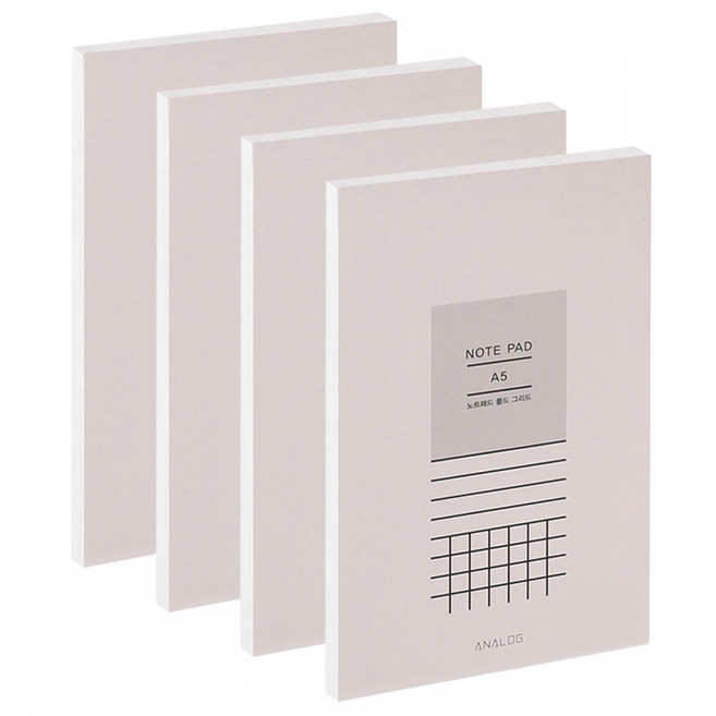 슈프림 메모패드 A5 리갈패드, 4개, 80매, 화이트