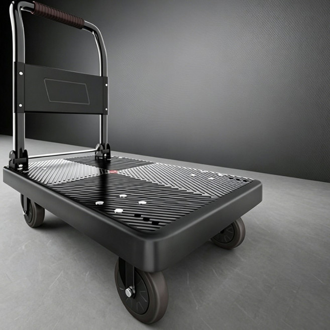 摺疊手推車 90x60cm 平台車, 1個, 黑 特厚90x60超静音960斤（現貨）