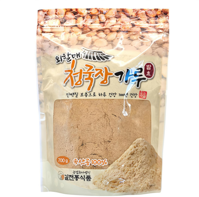 [(주)길전통식품] 국산콩 100% 외할매 청국장 가루 700g 스텐드 지퍼백, 1개