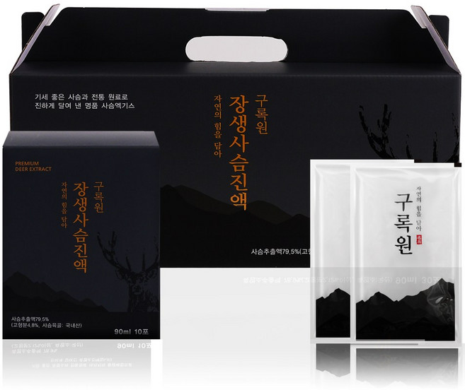구록원 장생 사슴진액 90ml 30포 냄새없고 부드럽고 진한 맛 엘크 사슴 녹중탕, 1박스, 2.7L