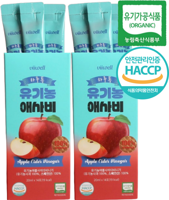 유기농 천연 발효 애플 사이다 비니거 애사비 스틱, 28개, 20ml