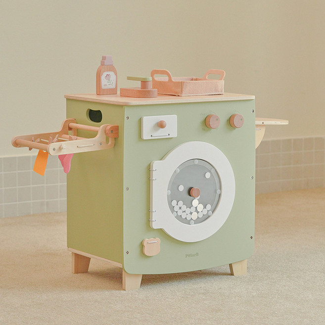 원목 세탁기 역할놀이 장난감 유아 주방놀이 24개월 2세 3세 여아선물 폴라비, 1개