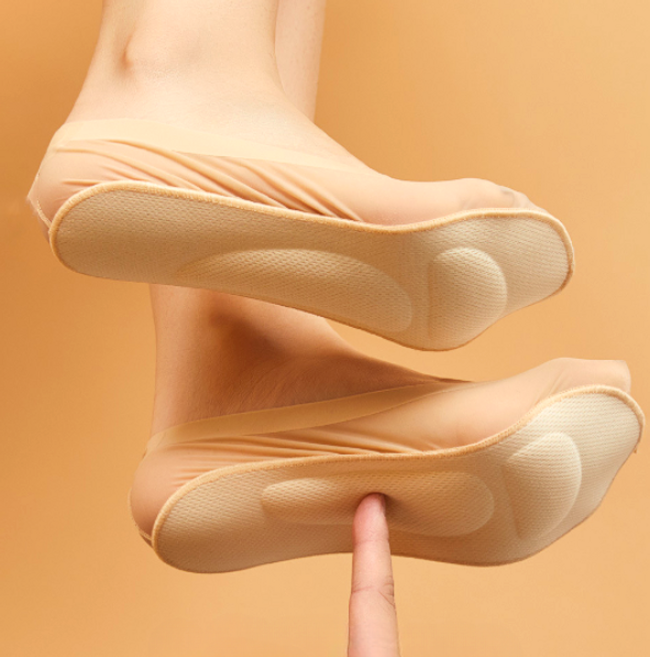 3쌍 발바닥 쿠션 양말 덧신 두꺼운 아치 패드 발편한, 베이지, 3세트
