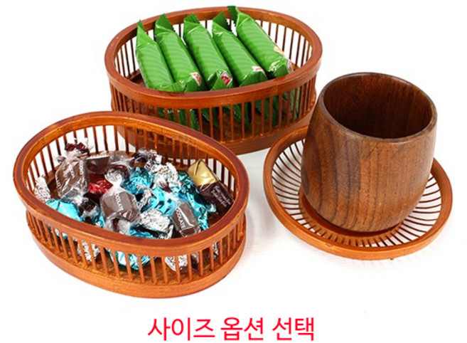 빗살타원 대나무 다과 바구니 부럼 떡 사탕 계란 한과, 1개