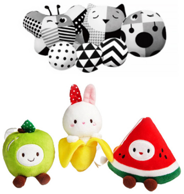 타이니러브 숲속친구들+후르츠 프렌즈 모빌 인형세트, 1세트, 흑백+컬러