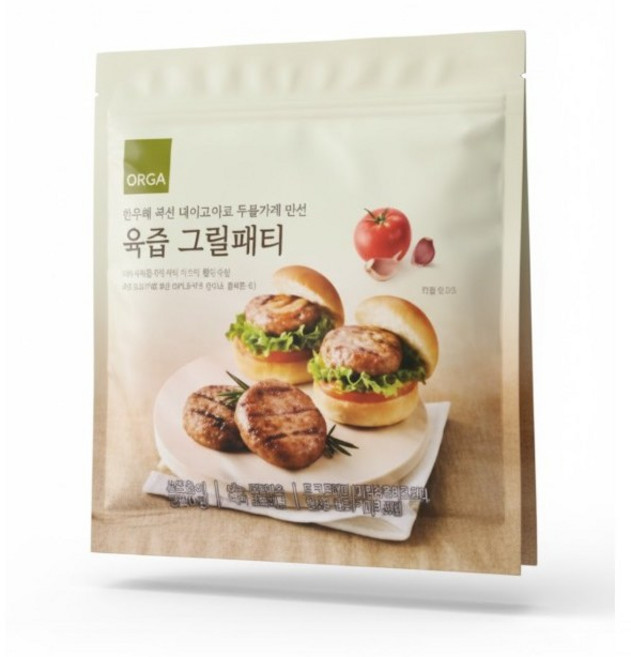 풀무원 올가 정성가득 한우돼지고기그릴패티 냉동간편조리 든든한한끼, 1개, 400g