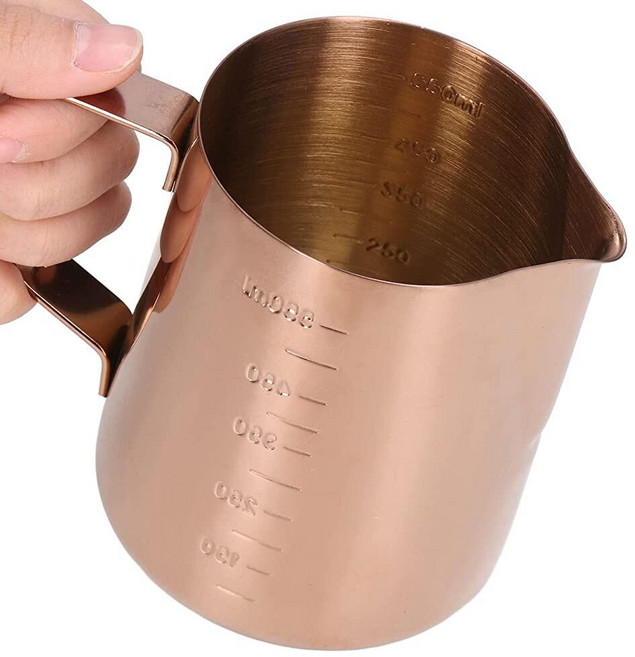 Frothing 컵 커피 밀크 피처 550ML 스케일 로즈 골드 스테인리스 스틸 스팀 피처, Frothing 컵, 커피 밀크 피처 550ML 스케일
