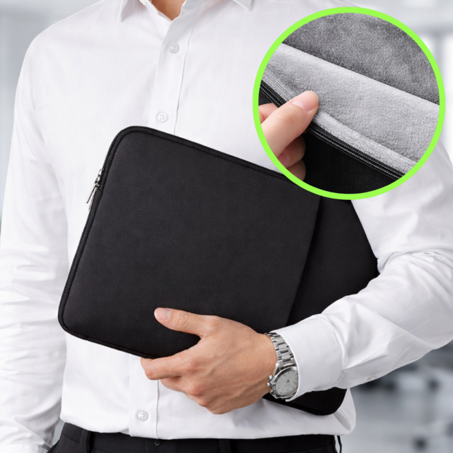 네스트픽 스크래치방지 기모안감 노트북 파우치, 1개, 블랙