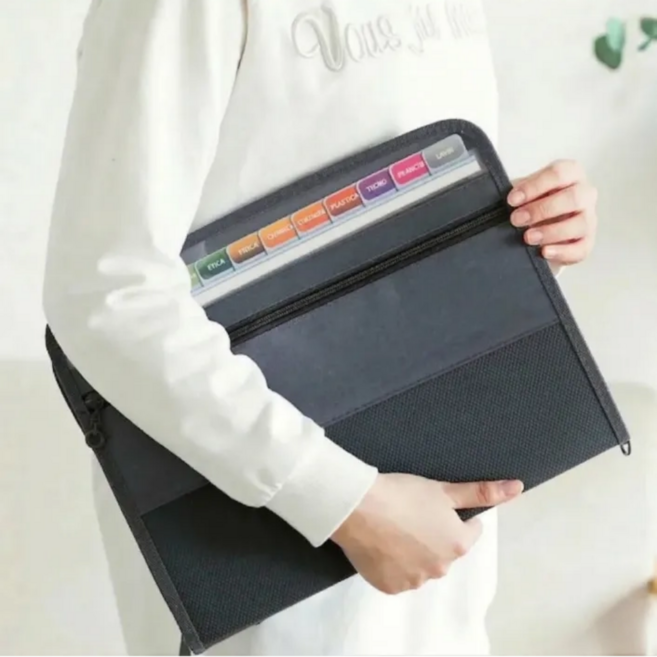 린크레디 지퍼형 아코디언 파일, 1개, 블랙