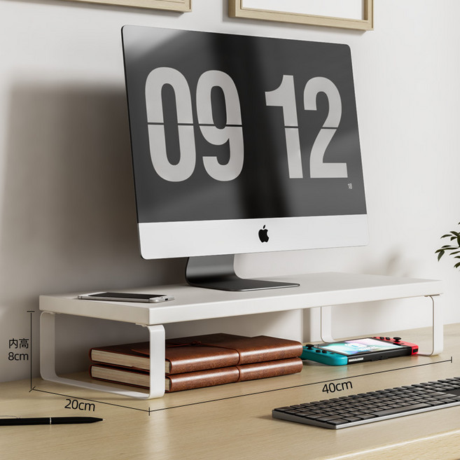 직장인 필수템 모니터 스탠드 / 데스크 정리대 받침대 길이 40cm 높이 2종, 화이트+화이트 9.5cm
